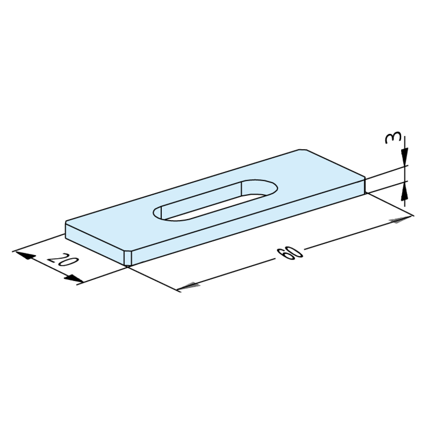 Set of spacer plate 60x20x3mm
