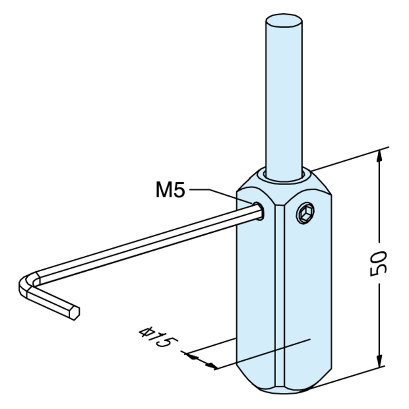 Vierkant 15 Rohlinghalter ø 8mm