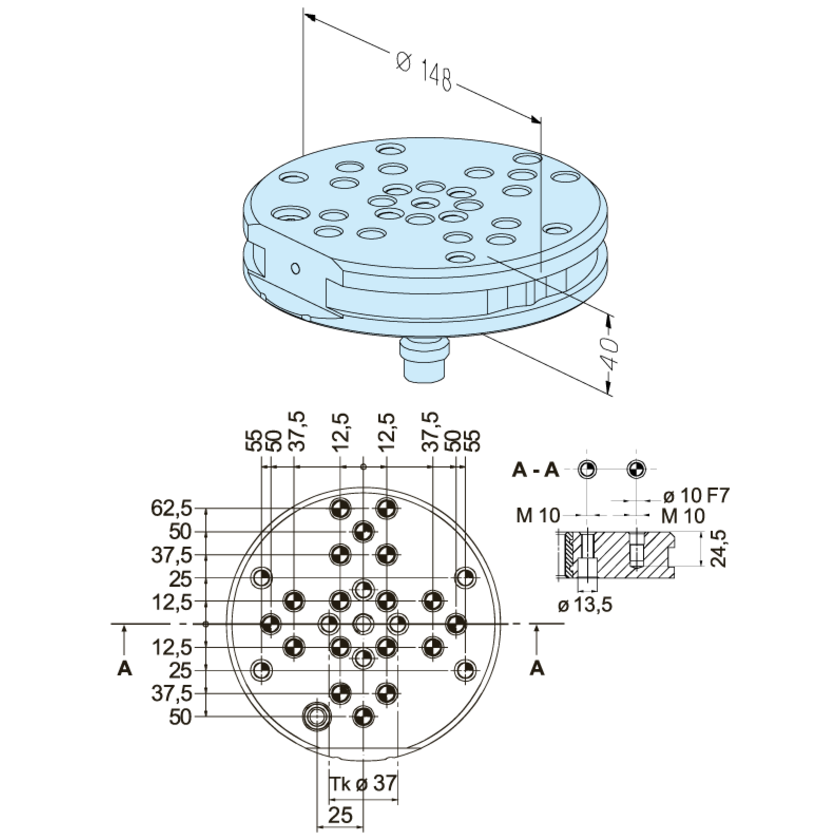 Pallet Kit ø 148 MS Alu R25 4 pieces, composed of: