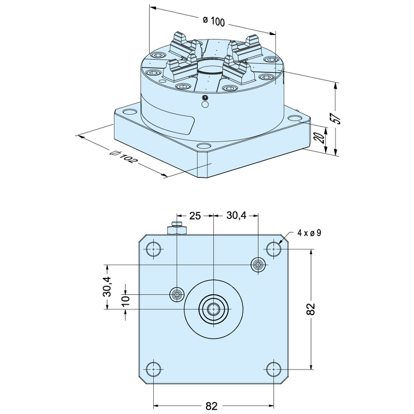 ITS Chuck 100 P Inox 102 x 102