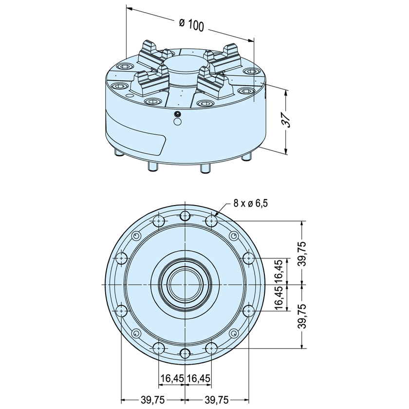 ITS Chuck 100 P Inox ohne Grundplatte