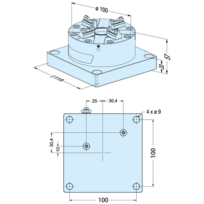 ITS Chuck 100 P Inox 118 x 118