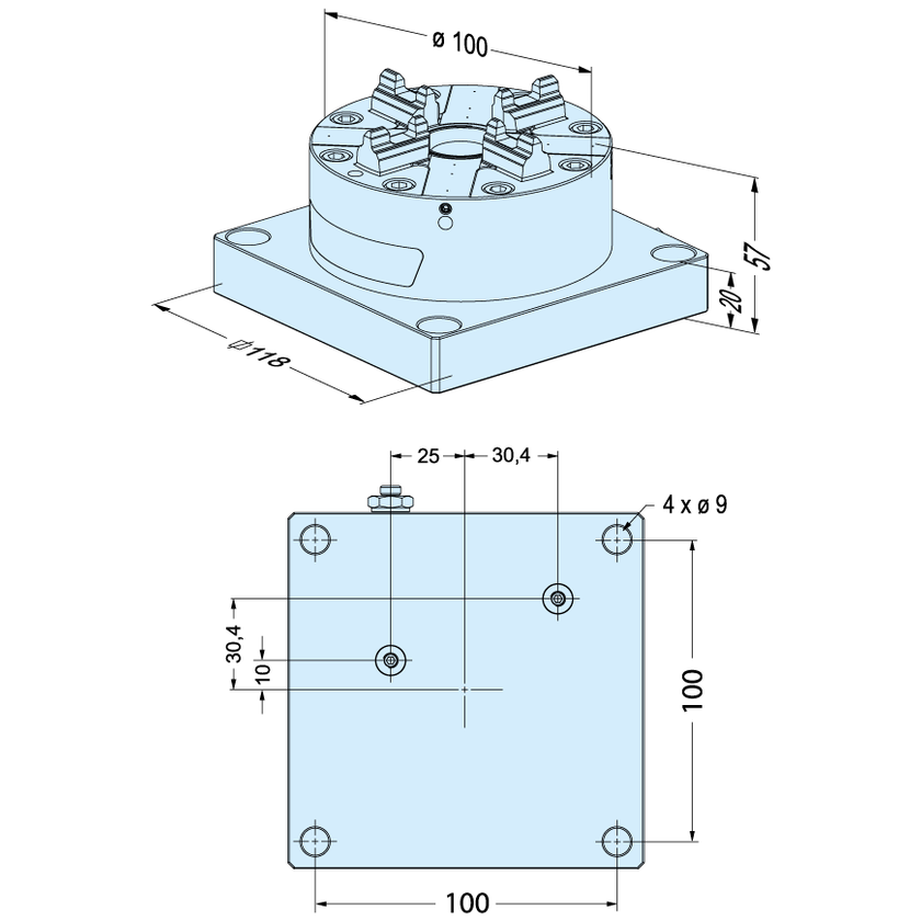 ITS Chuck 100 P Inox 118 x 118