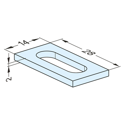 Distanzplatte 28x14x2mm
