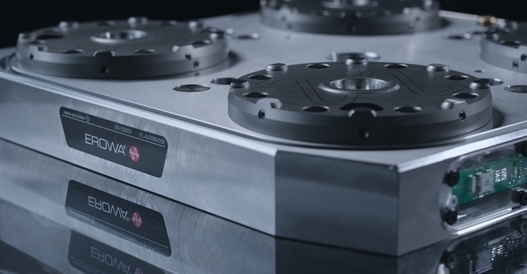 EROWA MTS 4.0‑Spannsystem mit integrierter Sensorik für präzises und vernetztes Spannen.