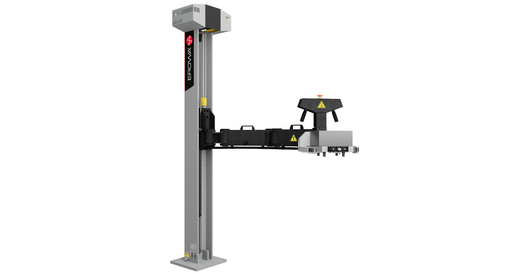 Vertikaler EROWA Lift mit Auslegerarm und Werkstückaufnahme.